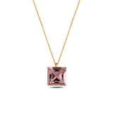 Multi-Cut Natural Stone Inspired Square Necklace - Romantic Design