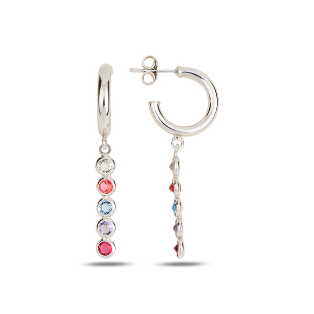 Vesta Colorful Dangling Hoop Earrings - Minimalist Chic
