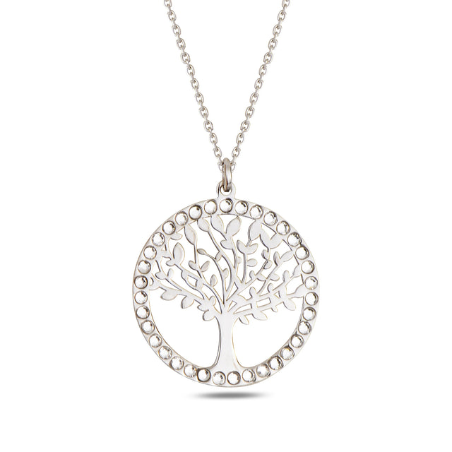 Sterling Silver Tree of Life Circle Necklace - Nature Inspired