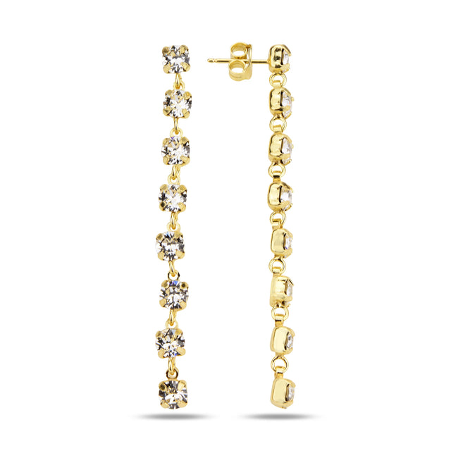 Long Crystal Dangle Earrings - Full Pavé Statement Design