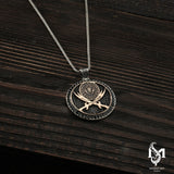 Sterling Silver Men's Pendant Necklace - Roaring Lion & Zulfiqar