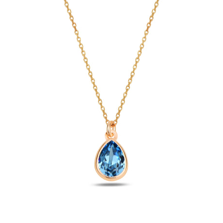 Sterling Silver Cura Mini Necklace - Topaz & Blue Swarovski Crystals