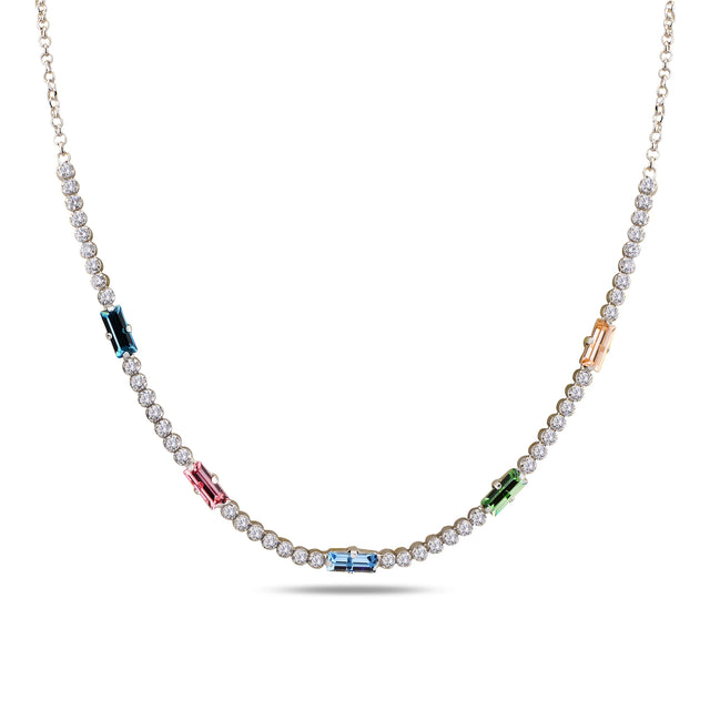 Elegant Half-Eternity Necklace with Sparkling Stones - Minimalist