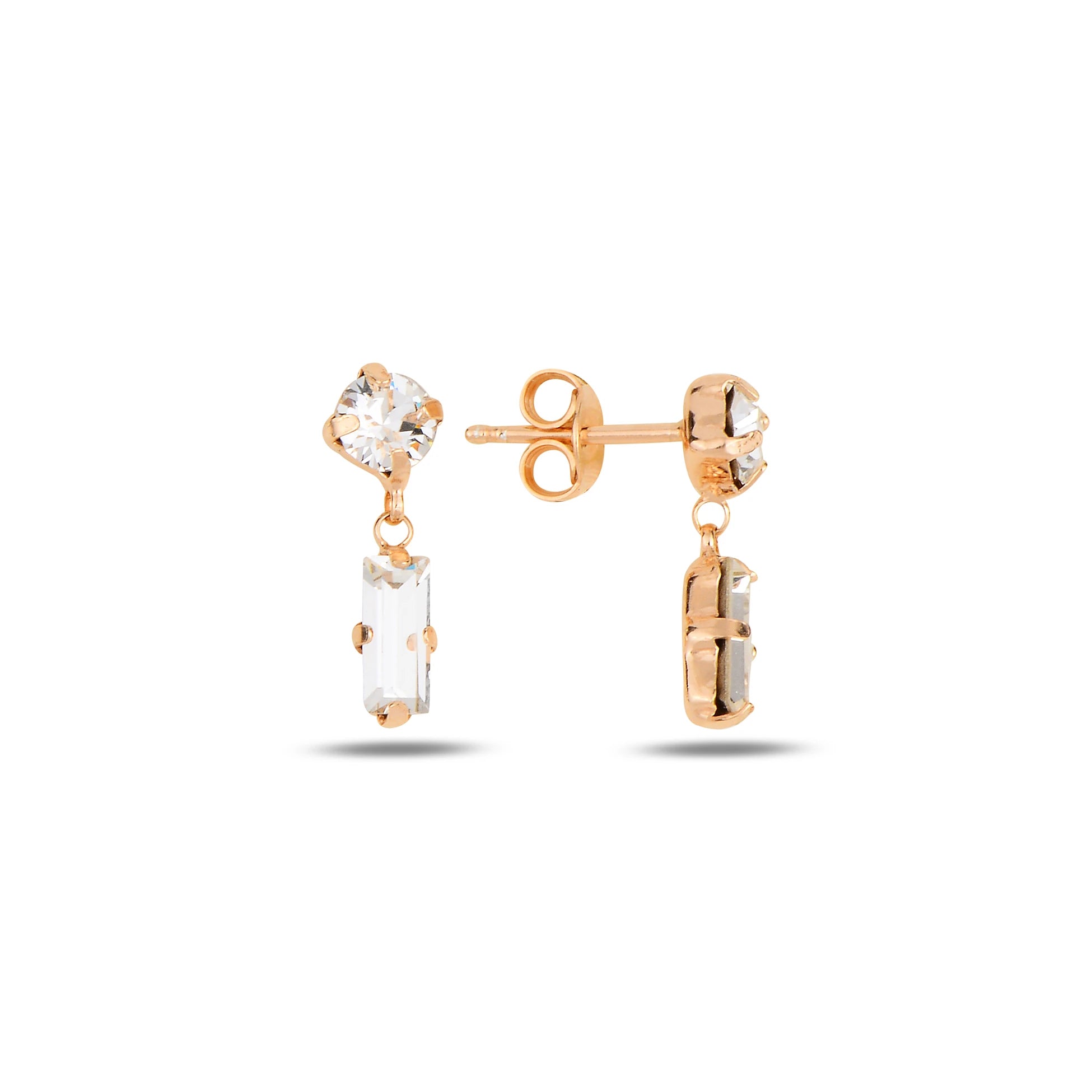 Elegant Baguette Drop Earrings - Modern Statement