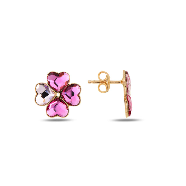 Sparkling Clover Threader Earrings - Fortuna Lucky Charm
