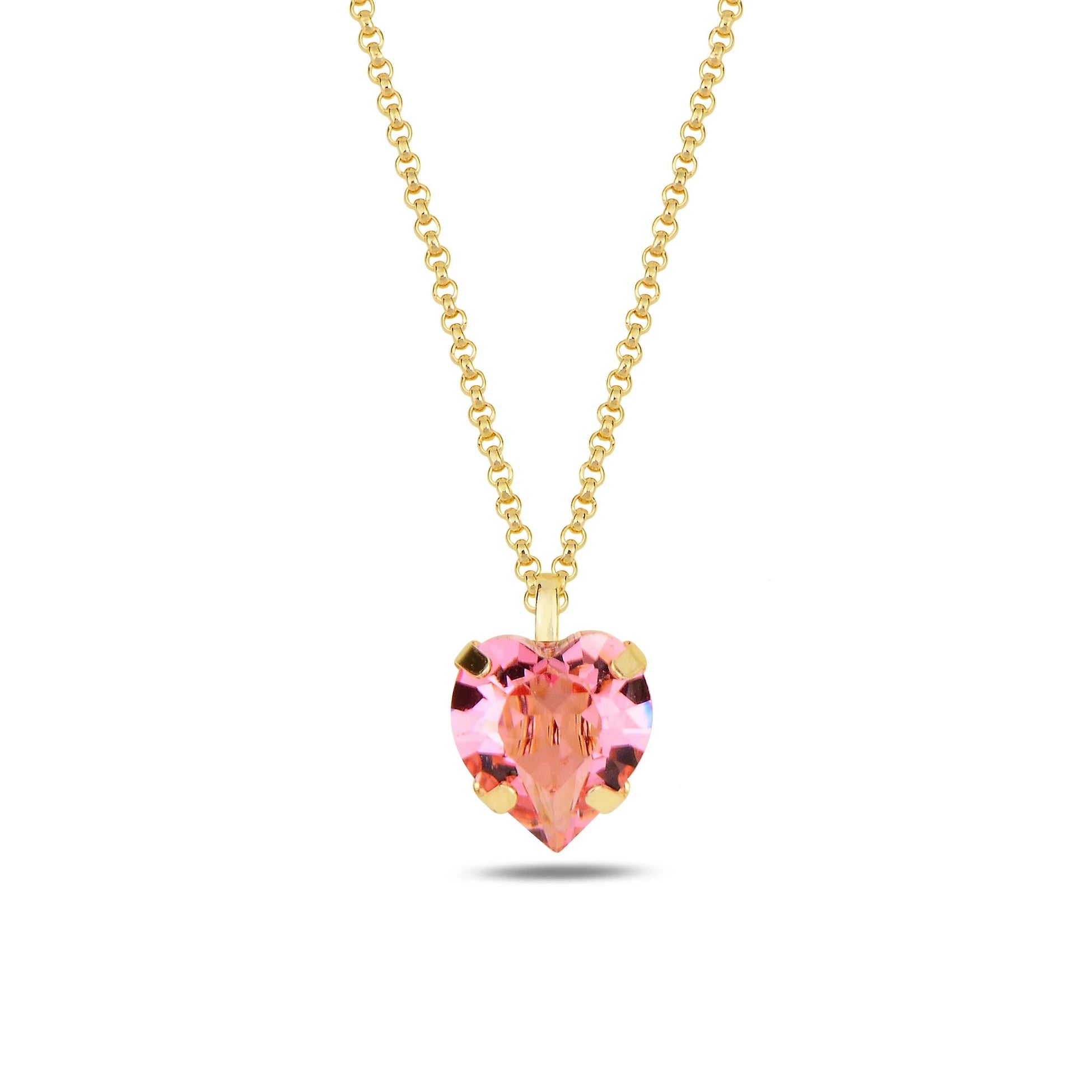 Yellow Gold Plated Sterling Silver Swarovski Crystal Love Necklace