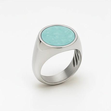 Sterling Silver Amazonite Stone Ring - Distinctive Blue-Green Hue
