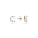 Elegant Baguette Earrings - Minimalist Design with Luminous Sparkle