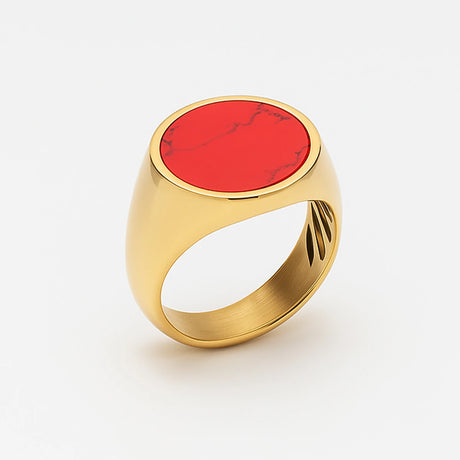 18K Gold Plated Coral Stone Ring - Elegant Ocean-Inspired Design