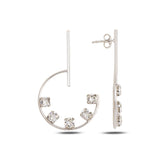 Lustrous Half Hoop Earrings - Elegant Sparkle Design