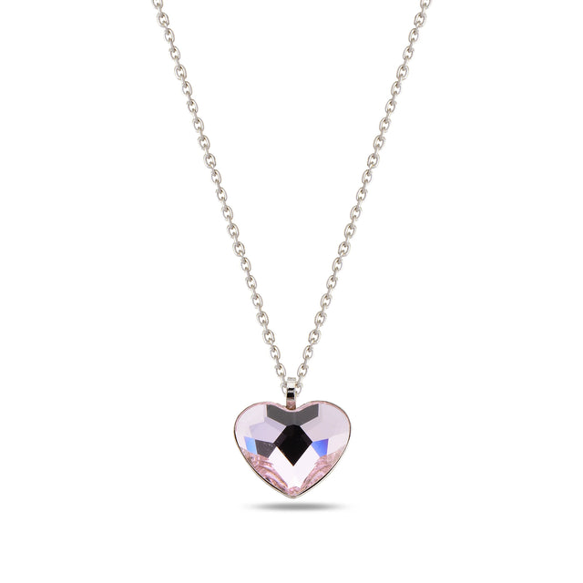 Rhodium Plated Sterling Silver Necklace - Four-Leaf Clover Heart Design