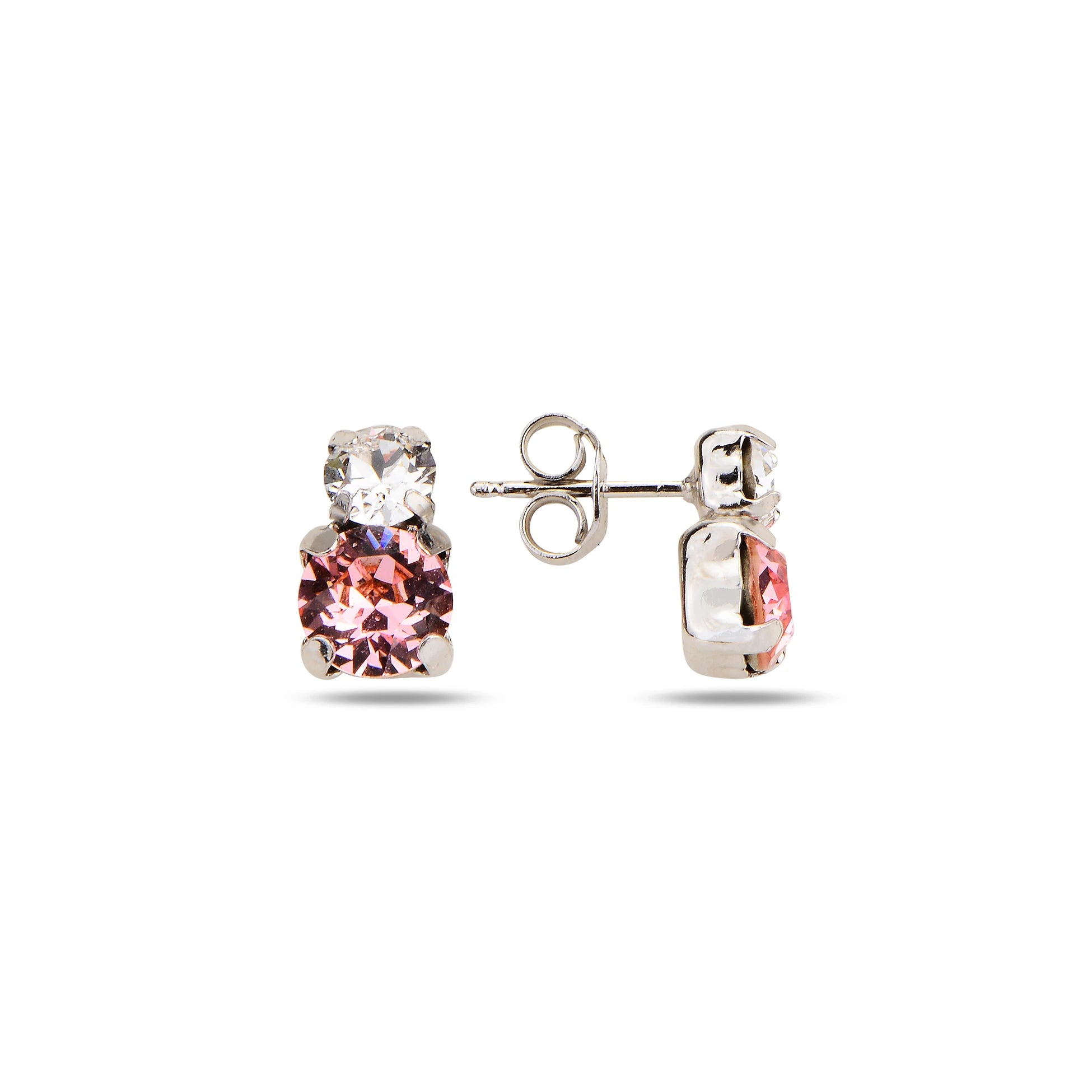 925 Sterling Silver Swarovski Crystal Duo Earrings - Minimalist Sparkle