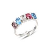 Rounded Elegance Half-Eternity Ring - Dazzling Gemstone Band