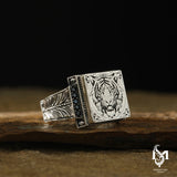 Sterling Silver Men's Statement Ring - Intricate Tiger Design