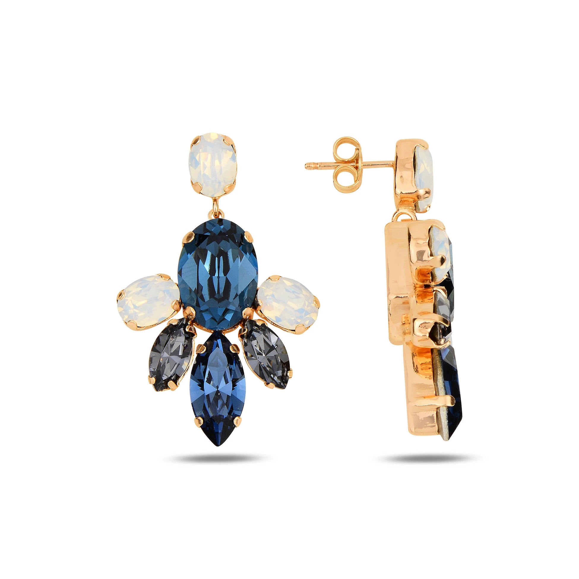 Swarovski Crystal Sterling Silver Drop Earrings - Floral Bloom