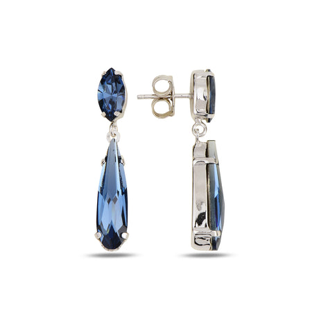 Rose Gold Plated Sterling Silver Dangle Earrings - Marquise & Pear Cut