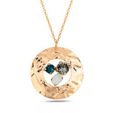 Sterling Silver Swarovski Crystal Necklace - Hammered Statement