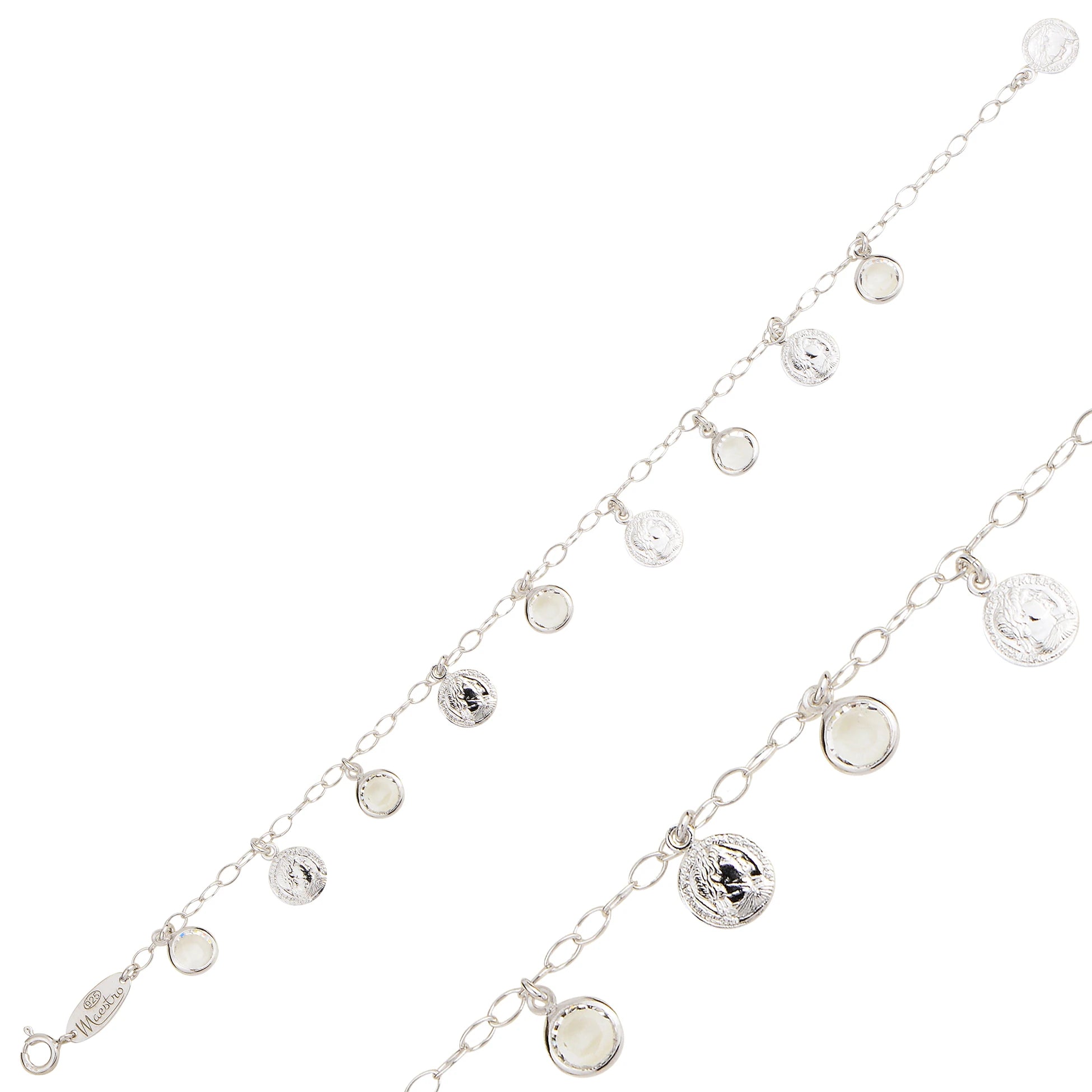 Elegant Dangling Charm Bracelet - Row of Coin-Inspired Discs