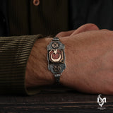 Sterling Silver Men's Moon Star Emblem Jewelry Set