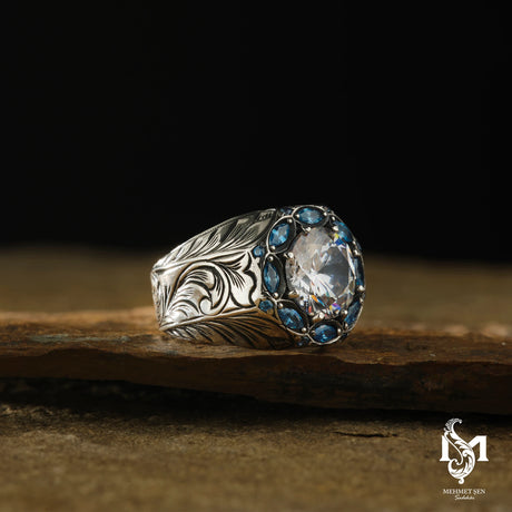 Cubic Zirconia Men's Ring - Bold & Refined Style