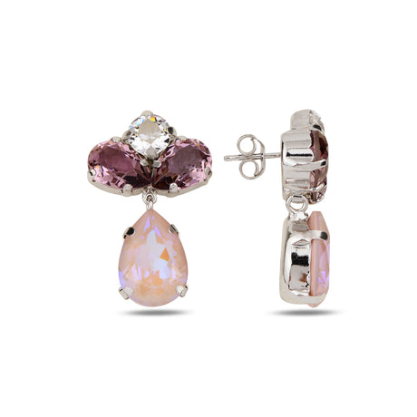 Sterling Silver Swarovski Crystal Earrings - Bold Multi-Stone Design