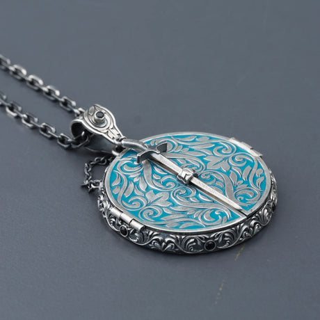 Sterling Silver Men's Necklace - Sheathed Sword Pendant