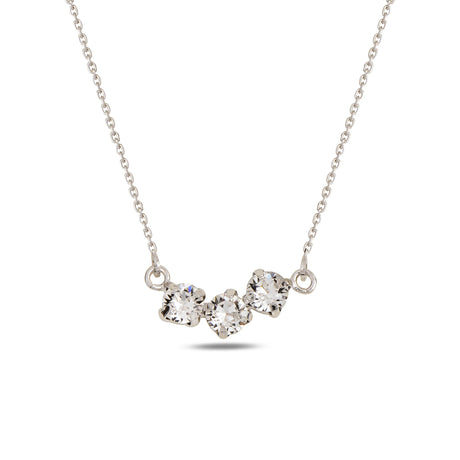 Sparkling Three Stone Pendant Necklace - Modern Horizontal Design