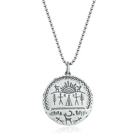 Sterling Silver Shaman Drum Pendant Necklace - Symbolic & Unique