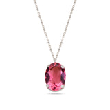 Sparkling Oval Solitaire Pendant Necklace - Layers of Elegance