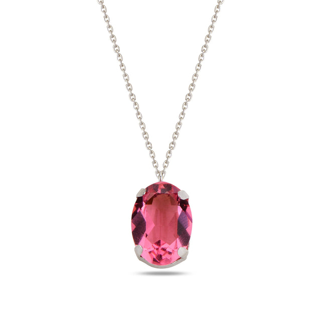 Sparkling Oval Solitaire Pendant Necklace - Layers of Elegance