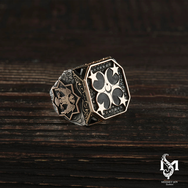 Sterling Silver Men's Ring - Iconic Crescent & Star Design