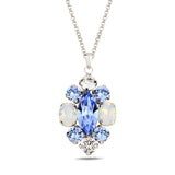 Rose Gold Plated Sterling Silver Aquamarine Necklace - Elegant Crystal Design