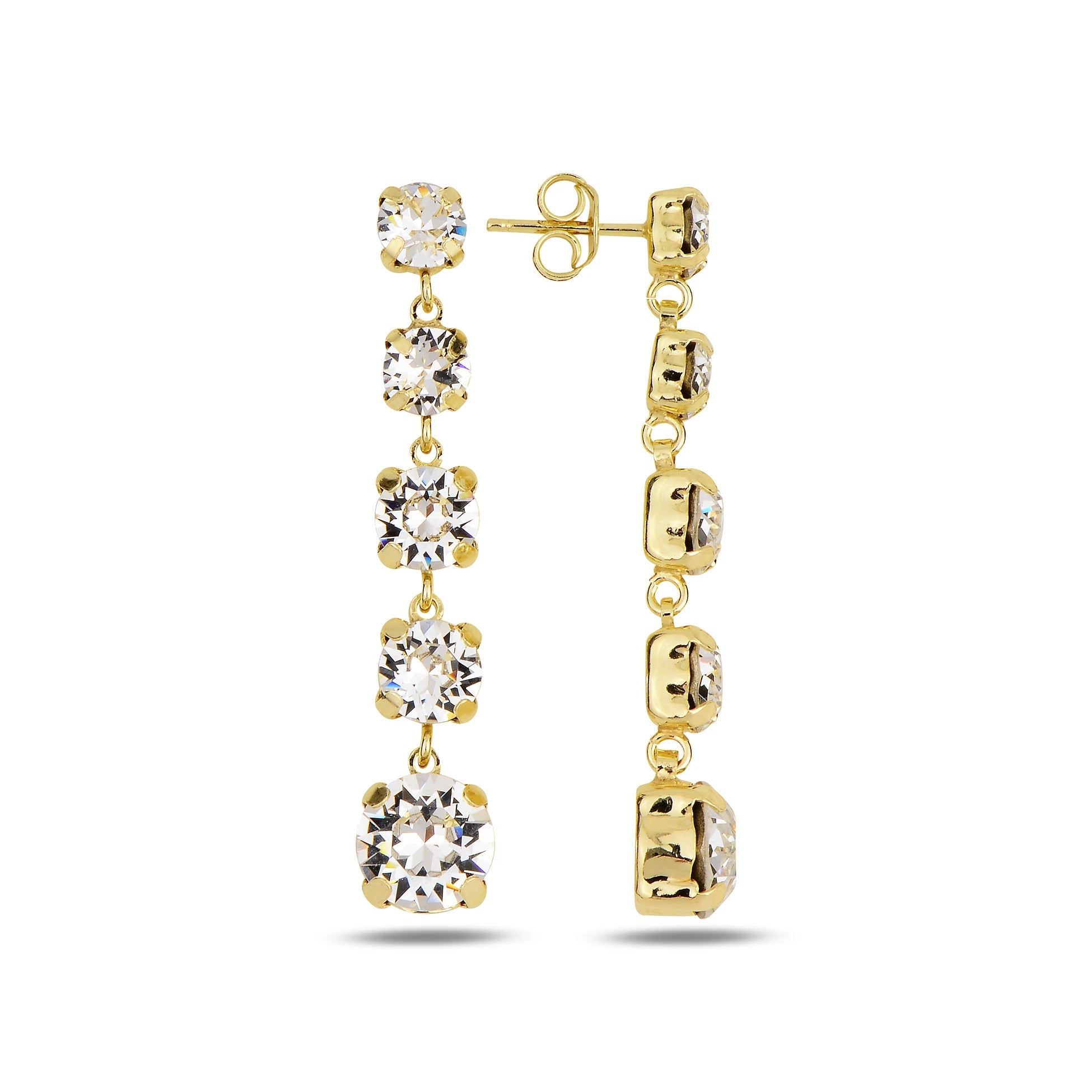 Sparkling Crystal Dangle Earrings - Elegant All-Around Pave Design