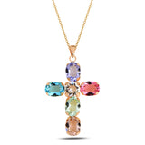 Large Cross Pendant Necklace - Elegant Rounded Design