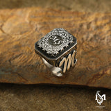 Sterling Silver Men's Initial Ring - Personalized Bold Statement