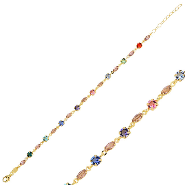 Sterling Silver Eternity Bracelet with Marquise Swarovski Crystals