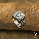 Sterling Silver Men's Statement Ring - Intricate Tiger Design