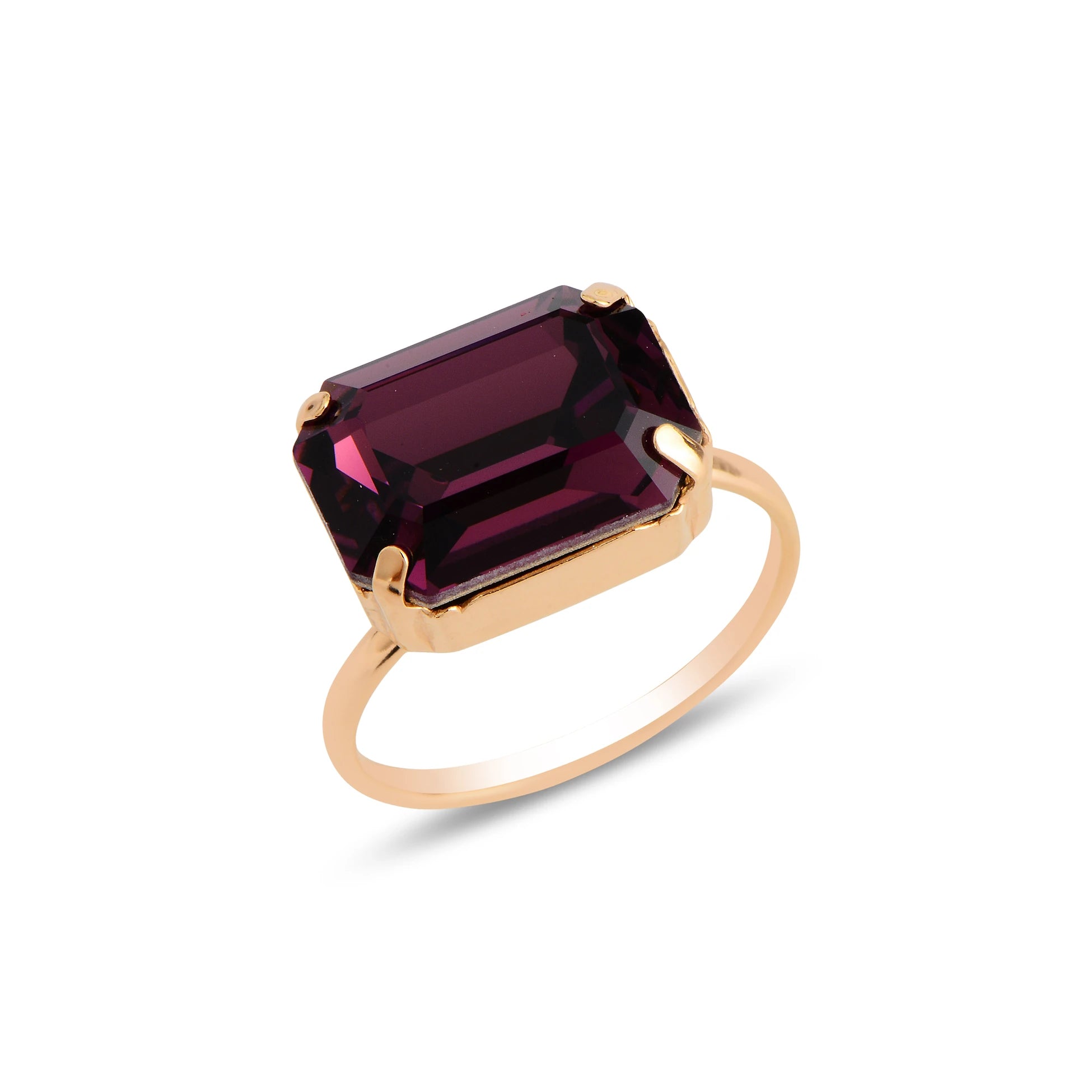 Emerald-Cut Crystal Cocktail Ring - Modern Oval Statement