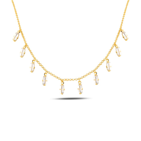 Minimalist Baguette Pendant Necklace - Elegant Dangling Design