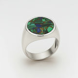 Rhodium Plated Sterling Silver Chrysocolla Ring - Unique Statement