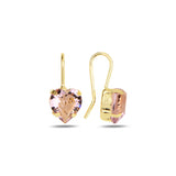 Yellow Gold Plated Sterling Silver Hook Earrings - Swarovski Crystal