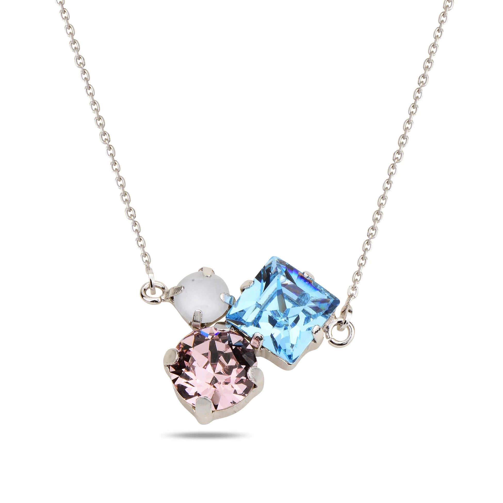 Collier cocktail féminin multi-pierres - teintes naturelles et tailles variées