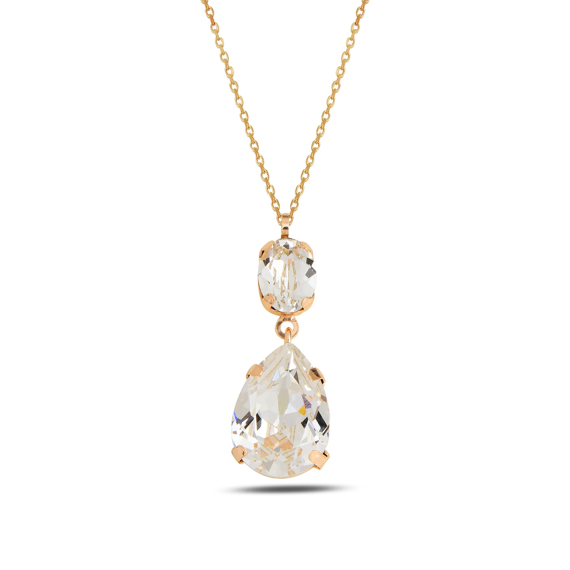 Náhrdelník z rhodiovaného stříbra s kapkovým výbrusem a krystalem Swarovski