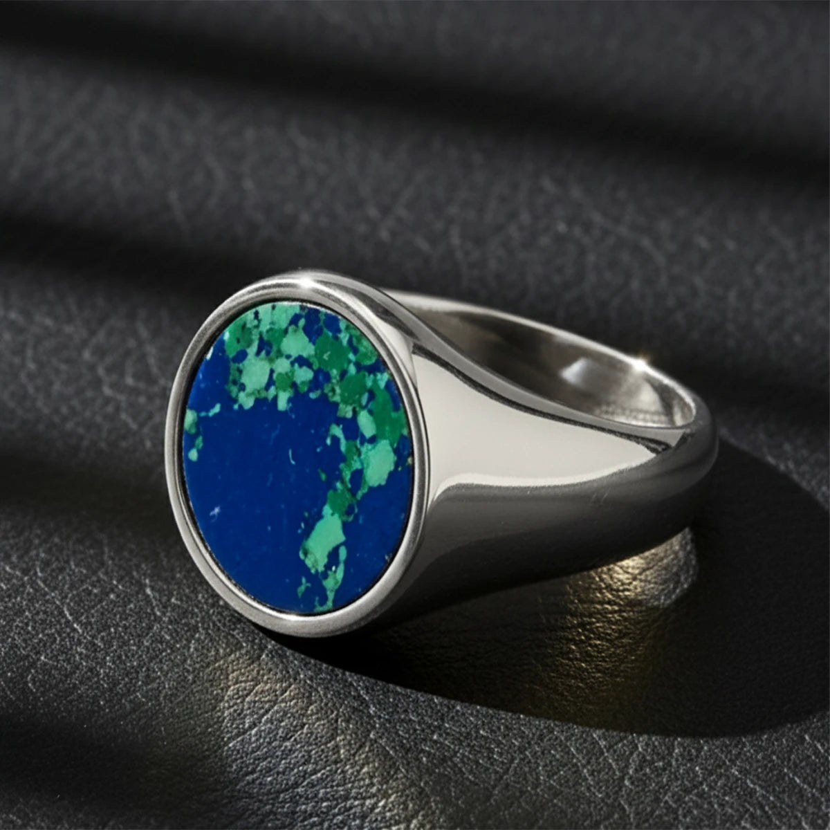 Sterling Silver Azurite Ring - Natural Gemstone Statement Piece