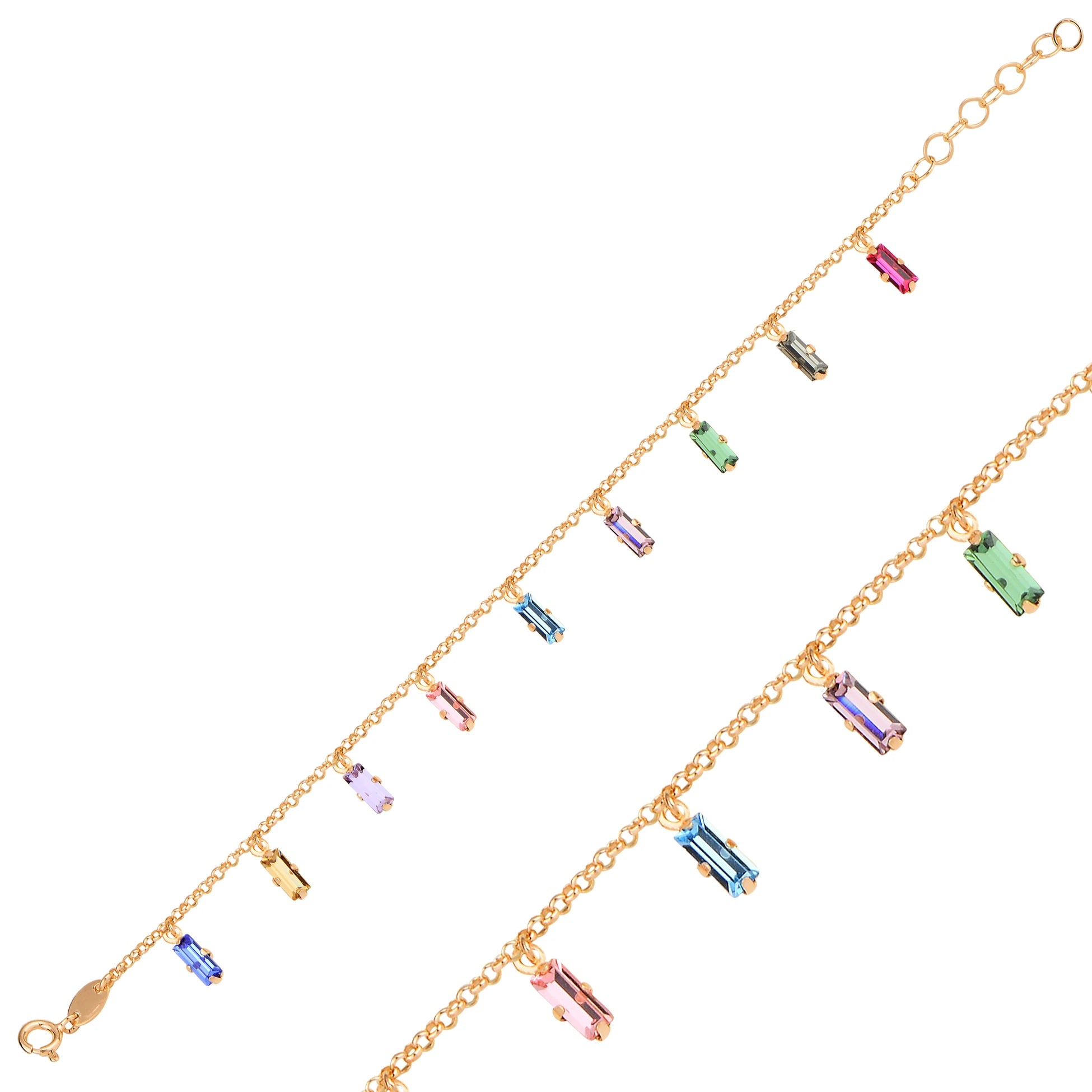 Sterling Silver Dangling Charm Bracelet - Modern Elegance