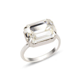 Emerald-Cut Crystal Cocktail Ring - Modern Oval Statement