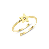 Minimalist Sterling Silver Star Ring with Bezel Set Swarovski