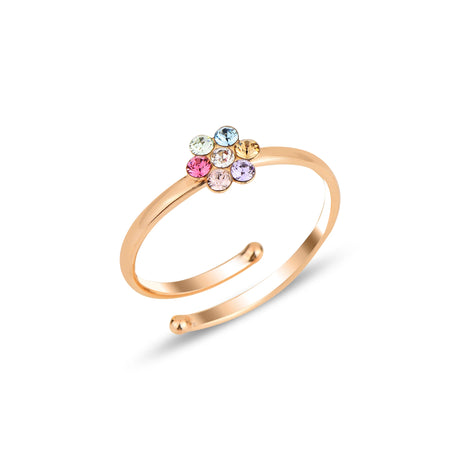 Sterling Silver Swarovski Flower Ring - Minimalist Bezel Set