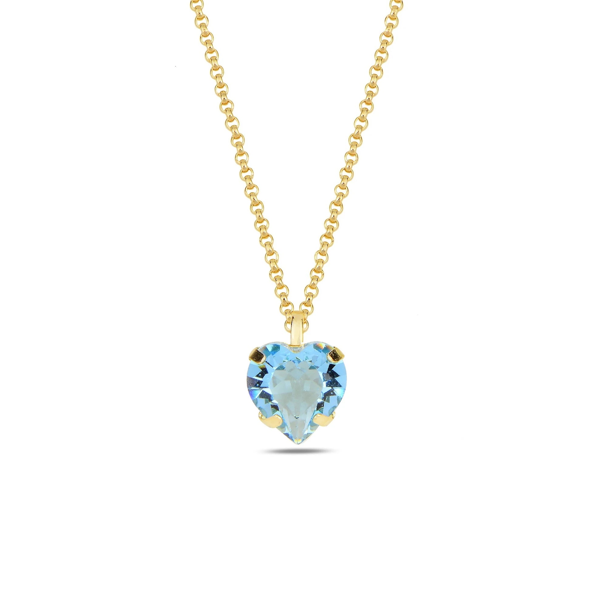 Yellow Gold Plated Sterling Silver Swarovski Crystal Love Necklace