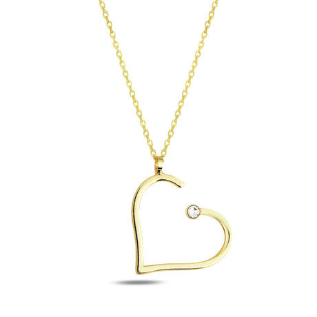 Yellow Gold Plated Sterling Silver Heart Pendant Necklace with Swarovski Crystals